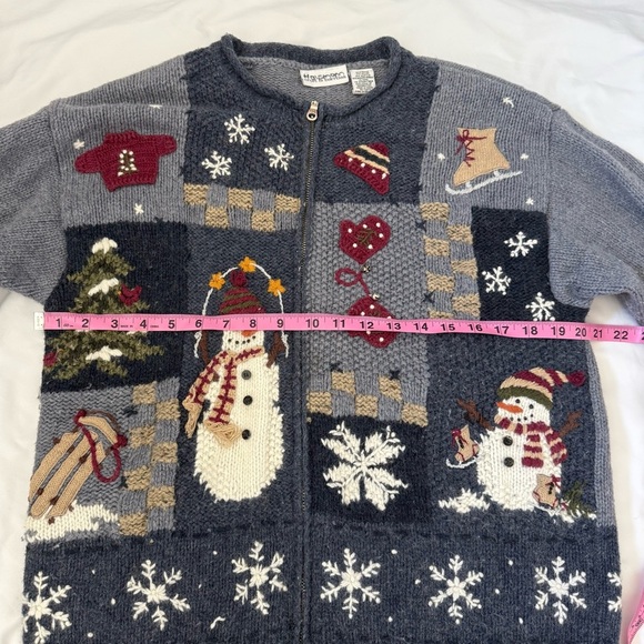 Vintage Croft & Barrow Knit Zip Sweater Christmas Holiday Winter Wool Blend 90’s - Picture 3 of 5